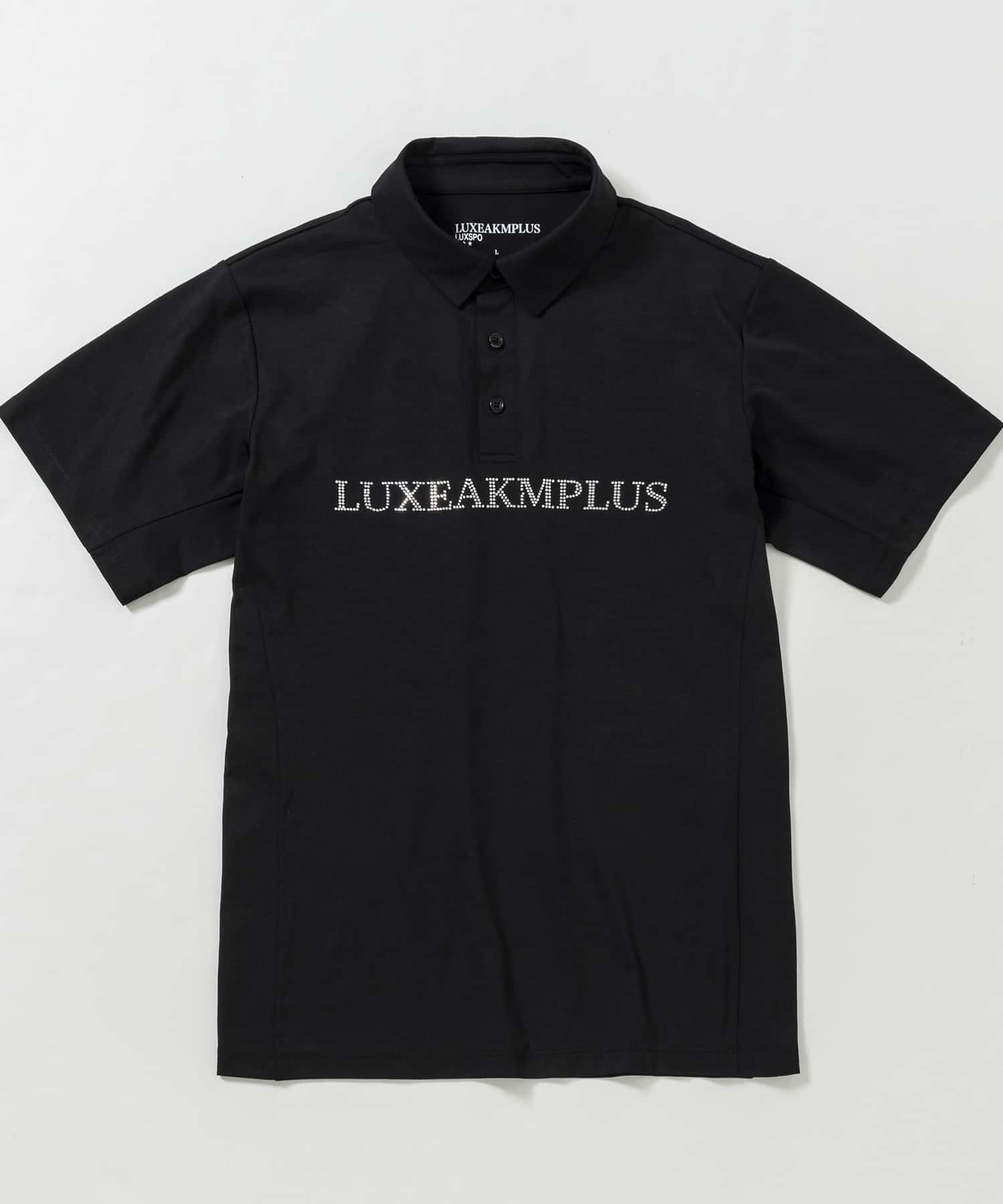 LUXEAKMPLUS(リュクスエイケイエムプラス)ゴルフ ラインストーンロゴ半袖ポロシャツ
