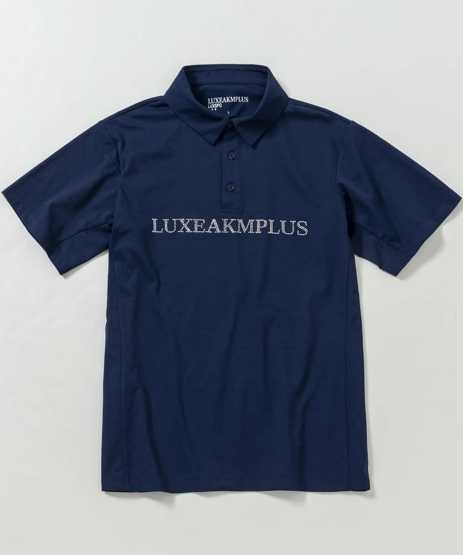 LUXEAKMPLUS(リュクスエイケイエムプラス)ゴルフ ラインストーンロゴ半袖ポロシャツ