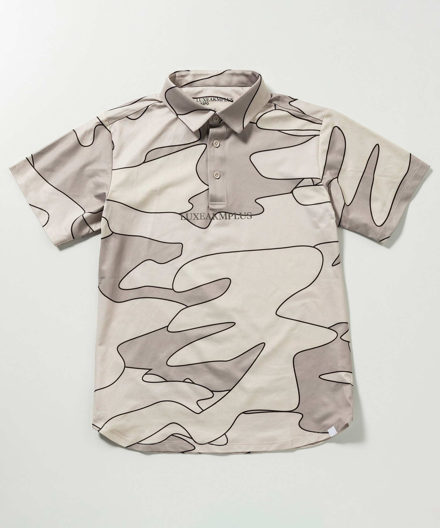 LUXEAKMPLUS(リュクスエイケイエムプラス)ゴルフ カモ柄半袖ポロシャツ(吸水速乾 / UVカット)