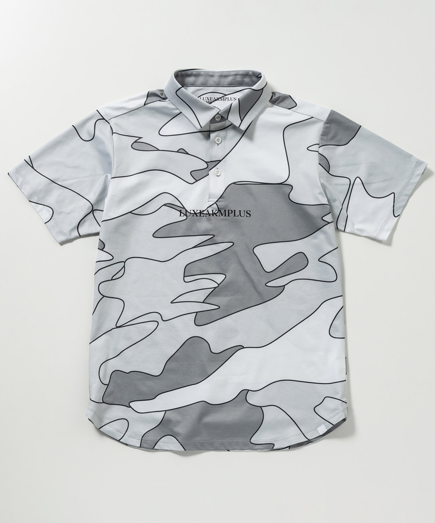 LUXEAKMPLUS(リュクスエイケイエムプラス)ゴルフ カモ柄半袖ポロシャツ(吸水速乾 / UVカット)