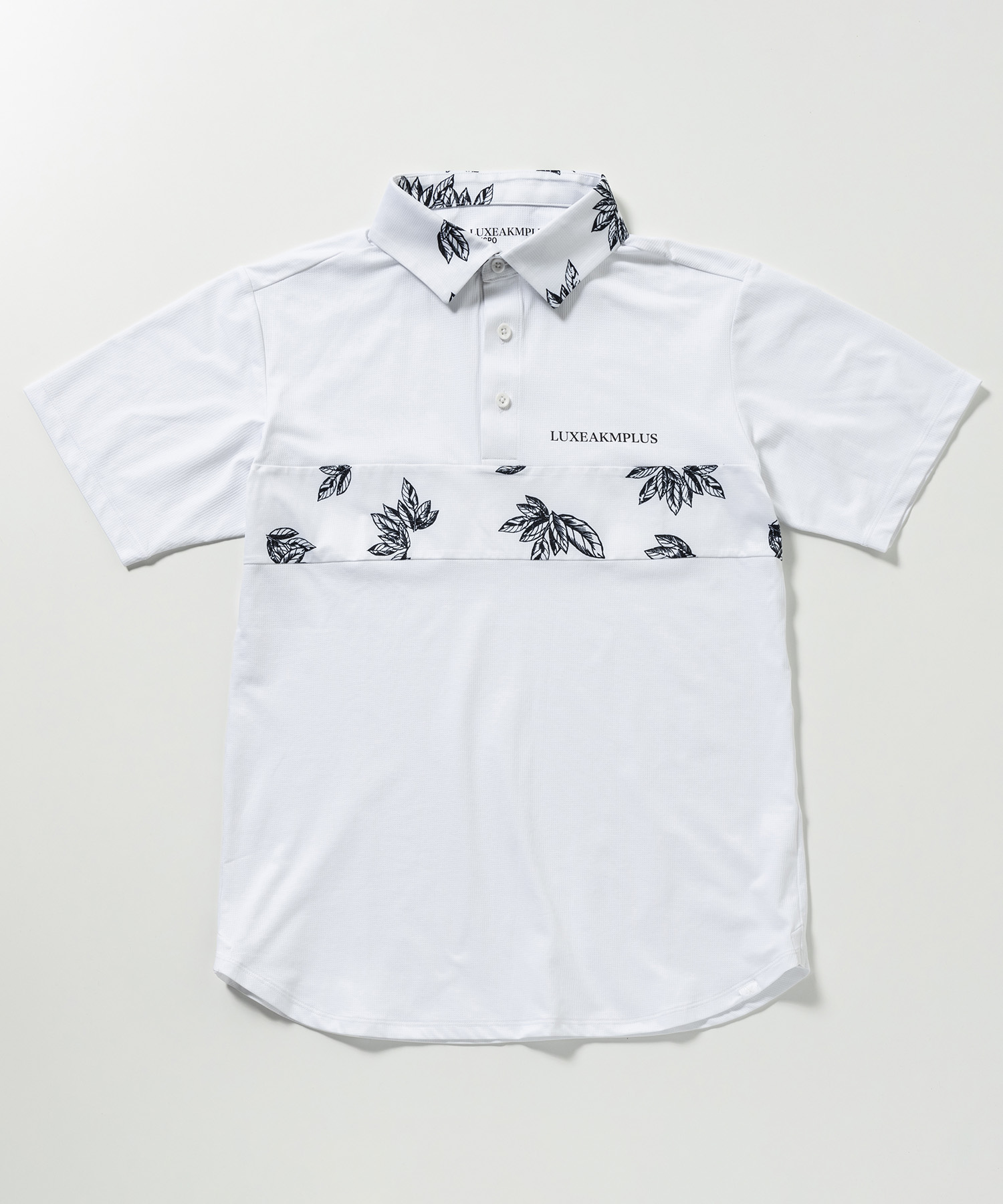 LUXEAKMPLUS(リュクスエイケイエムプラス)ゴルフ チェストパネル半袖ポロシャツ(吸水速乾 / UVカット)