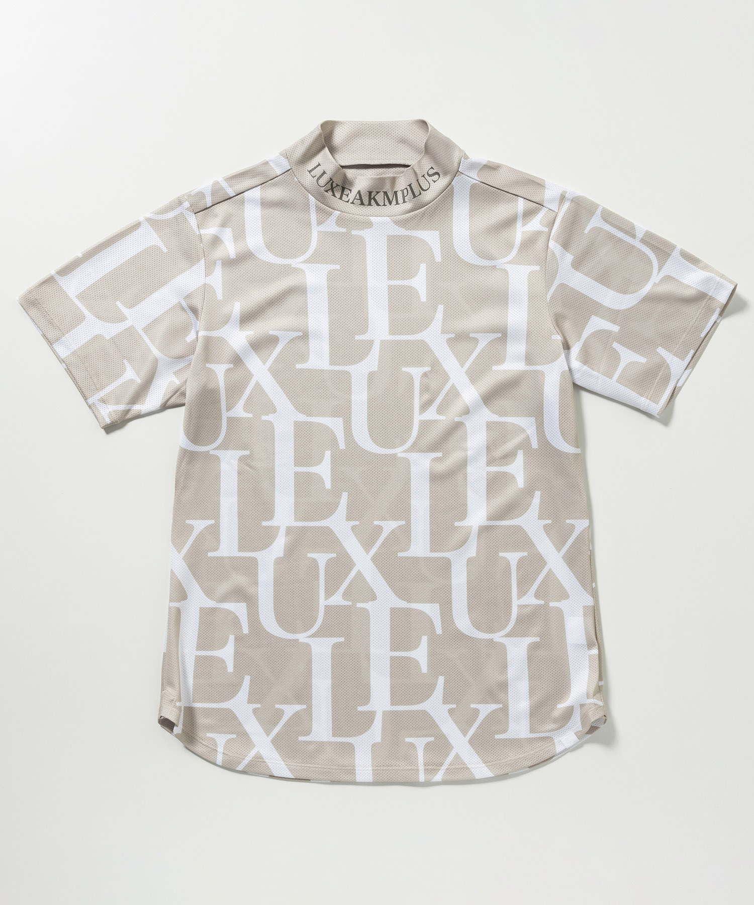 LUXEAKMPLUS(リュクスエイケイエムプラス)ゴルフ 総柄半袖モックネックTシャツ(吸水速乾)