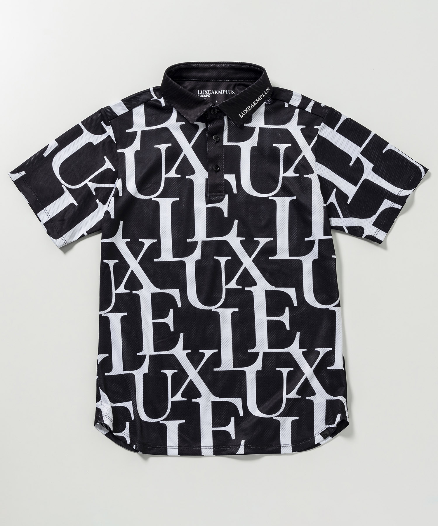 LUXEAKMPLUS(リュクスエイケイエムプラス)ゴルフ 総柄半袖ポロシャツ(吸水速乾)