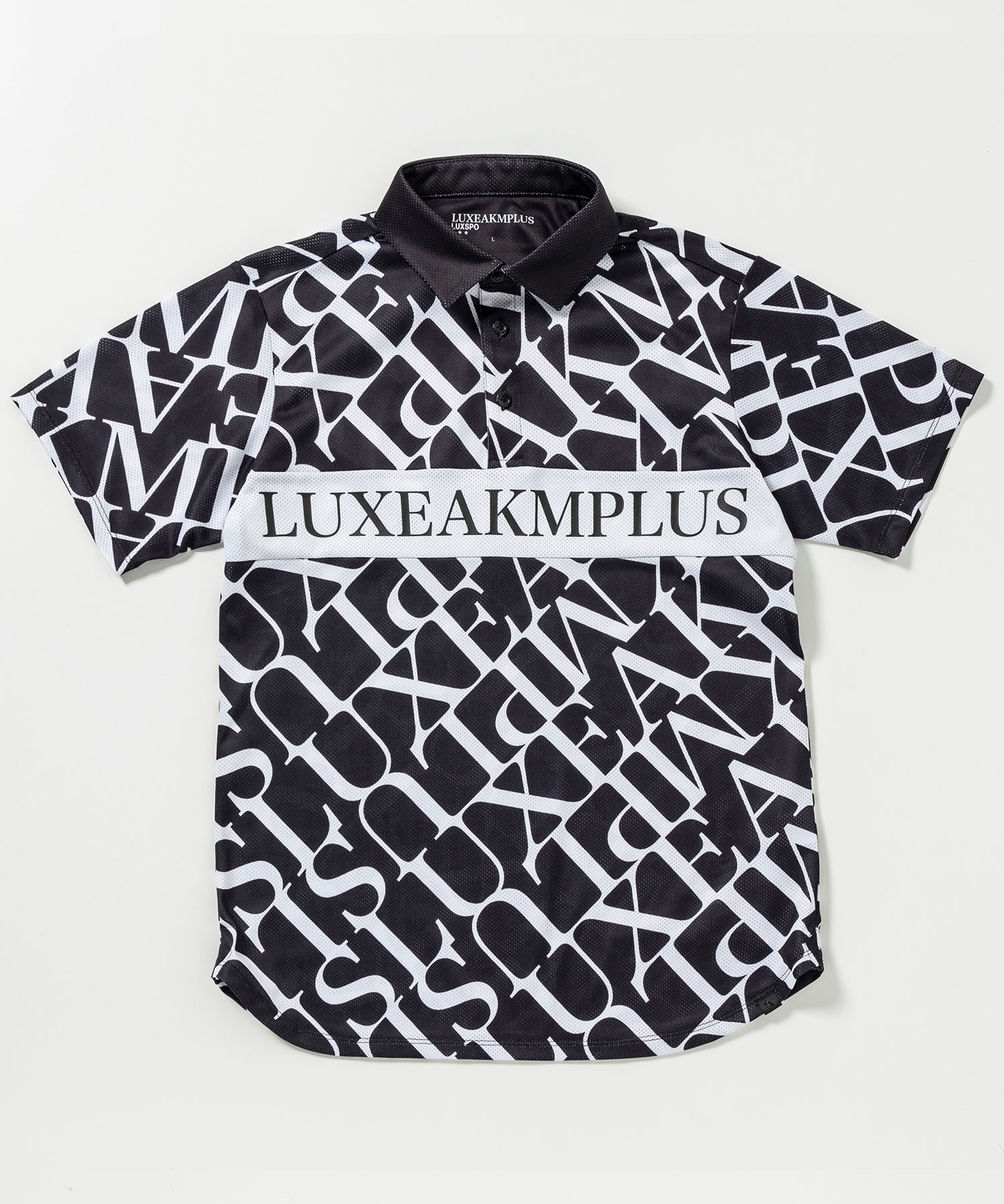 LUXEAKMPLUS(リュクスエイケイエムプラス)ゴルフ ダイアゴナルパターン半袖ポロシャツ(吸水速乾)