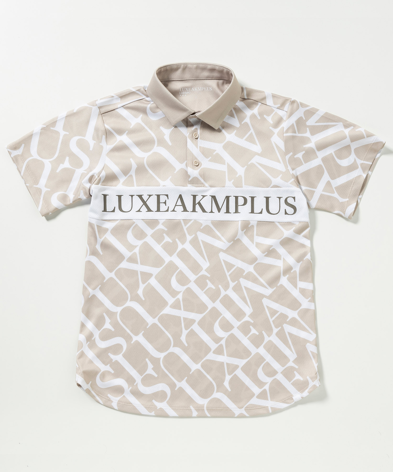 LUXEAKMPLUS(リュクスエイケイエムプラス)ゴルフ ダイアゴナルパターン半袖ポロシャツ(吸水速乾)